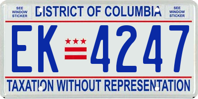 DC license plate EK4247