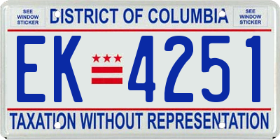 DC license plate EK4251