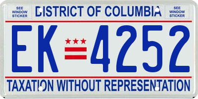 DC license plate EK4252