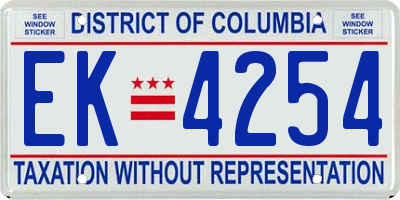 DC license plate EK4254