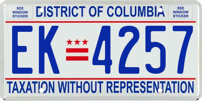 DC license plate EK4257