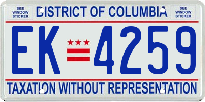 DC license plate EK4259