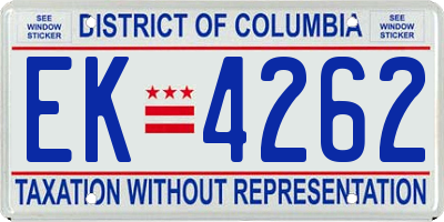 DC license plate EK4262