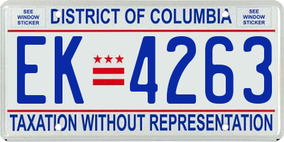 DC license plate EK4263