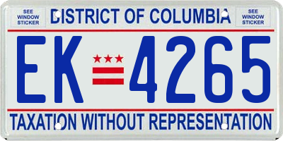 DC license plate EK4265
