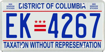 DC license plate EK4267