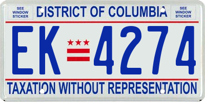 DC license plate EK4274