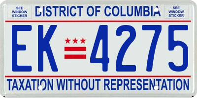 DC license plate EK4275