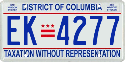 DC license plate EK4277