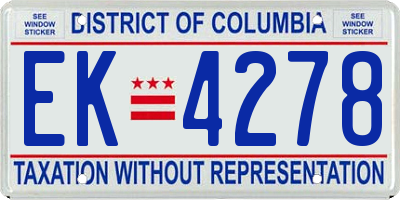 DC license plate EK4278