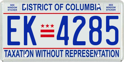 DC license plate EK4285