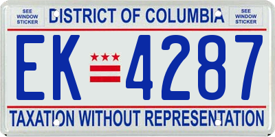 DC license plate EK4287