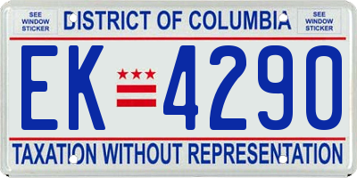 DC license plate EK4290