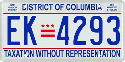 DC license plate EK4293