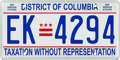 DC license plate EK4294