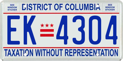 DC license plate EK4304
