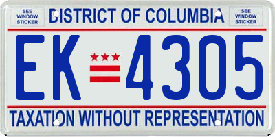 DC license plate EK4305