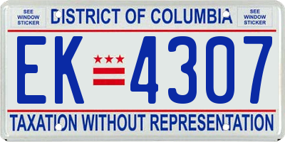 DC license plate EK4307