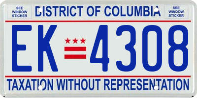 DC license plate EK4308