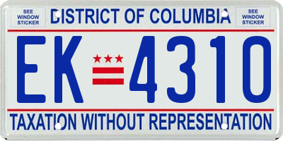 DC license plate EK4310