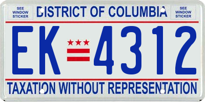 DC license plate EK4312