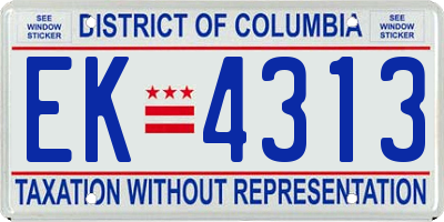 DC license plate EK4313