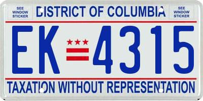 DC license plate EK4315