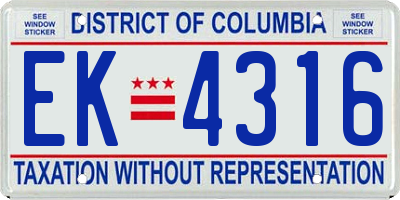 DC license plate EK4316