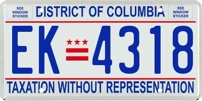 DC license plate EK4318