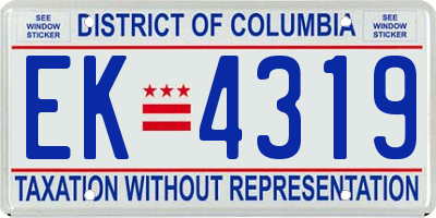 DC license plate EK4319