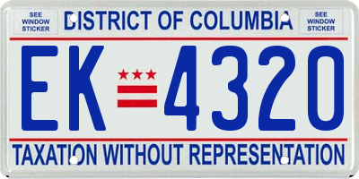 DC license plate EK4320