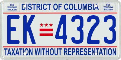 DC license plate EK4323