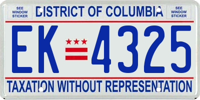 DC license plate EK4325