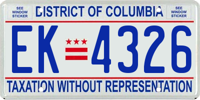 DC license plate EK4326