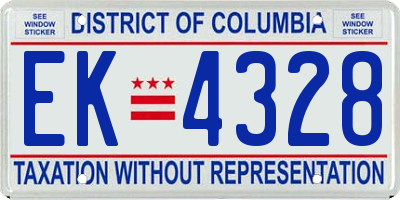 DC license plate EK4328