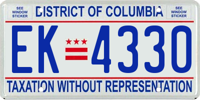 DC license plate EK4330