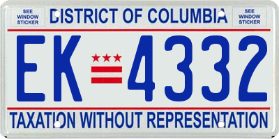 DC license plate EK4332