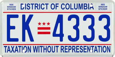 DC license plate EK4333