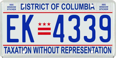 DC license plate EK4339
