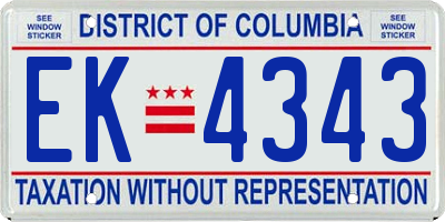 DC license plate EK4343