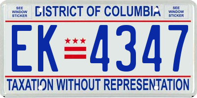 DC license plate EK4347