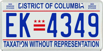 DC license plate EK4349