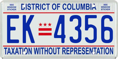 DC license plate EK4356