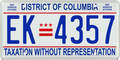 DC license plate EK4357