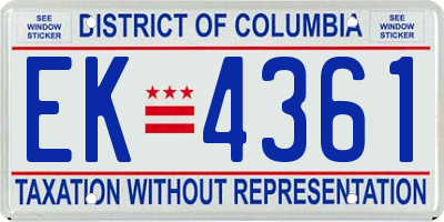 DC license plate EK4361