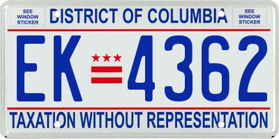 DC license plate EK4362
