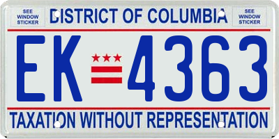 DC license plate EK4363