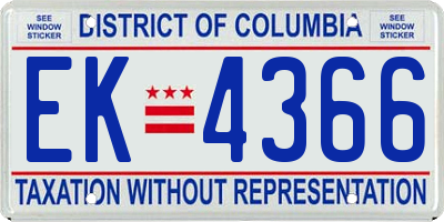 DC license plate EK4366