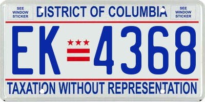 DC license plate EK4368
