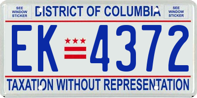 DC license plate EK4372